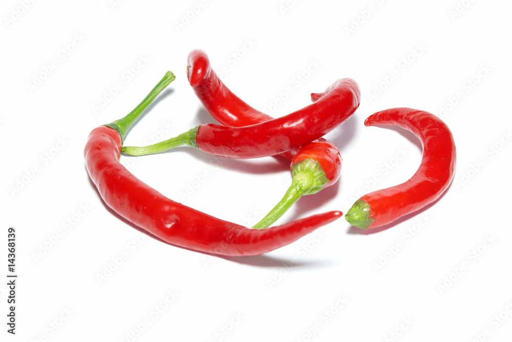 Stack of red hot chili peppers
