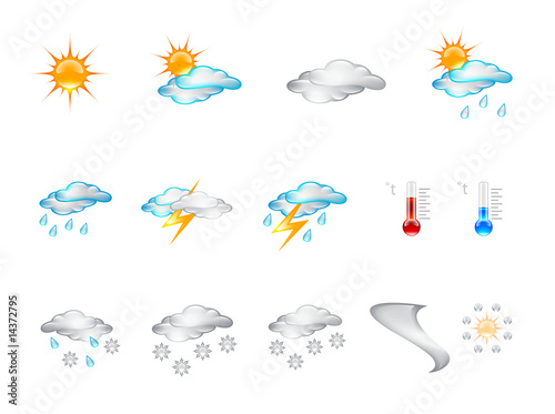 Weather Forecast Glossy Vector Icons