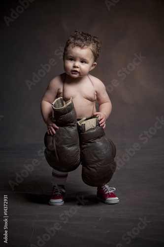 Little boxer with gloves