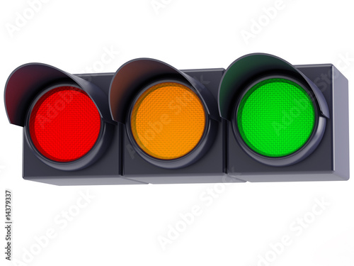 horizontal traffic lights on white background