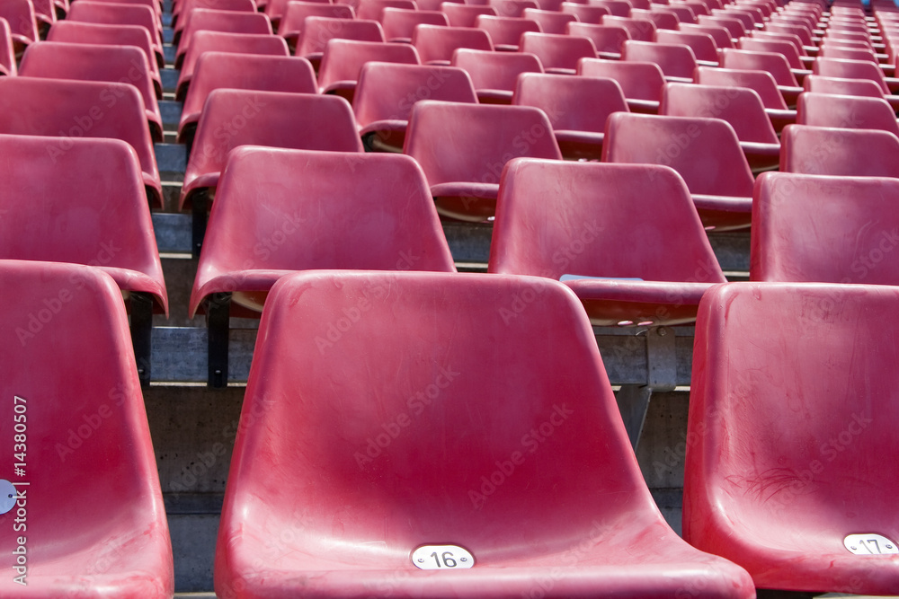 Naklejka premium Tribüne, Arena, Stuhlreihe, rot
