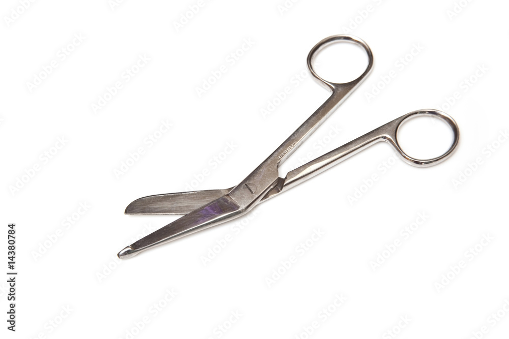 Obraz premium surgical siccors isolated on a white studio background.