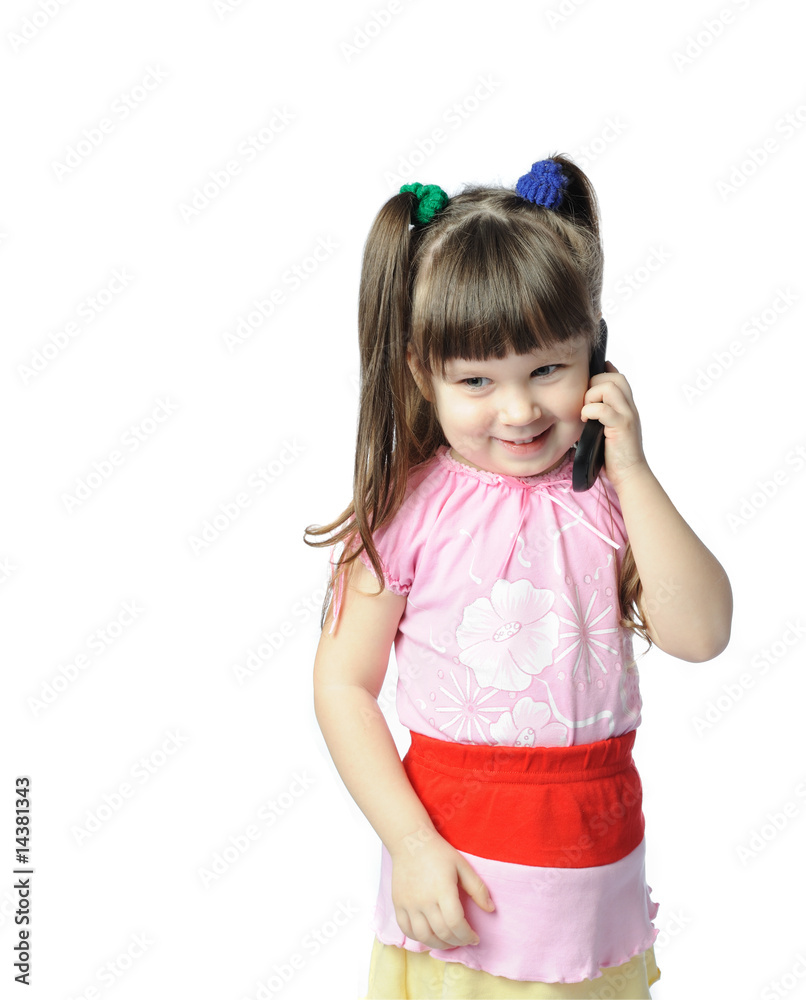 little girl with a mobile phone little girl with a mobile phone