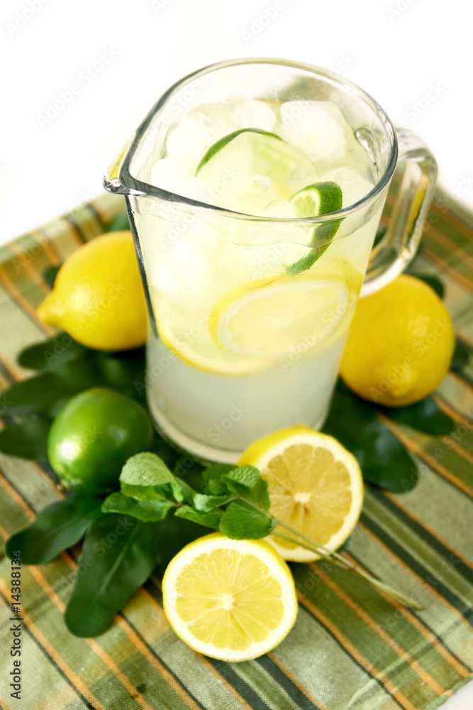 Pitcher and glass of lemonade