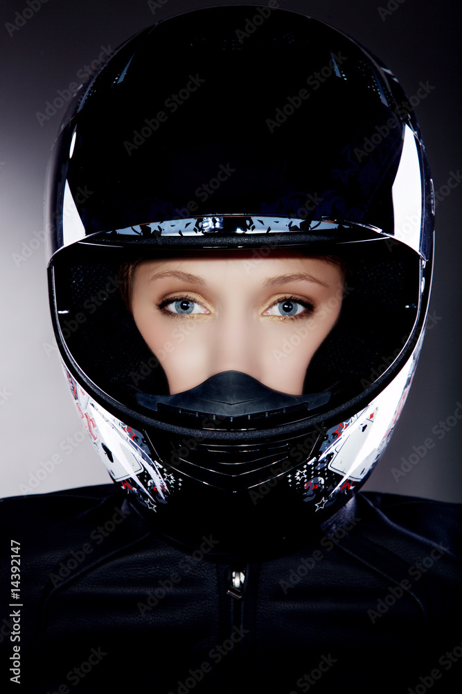 Motorrad Helm mit Gesicht Porträt