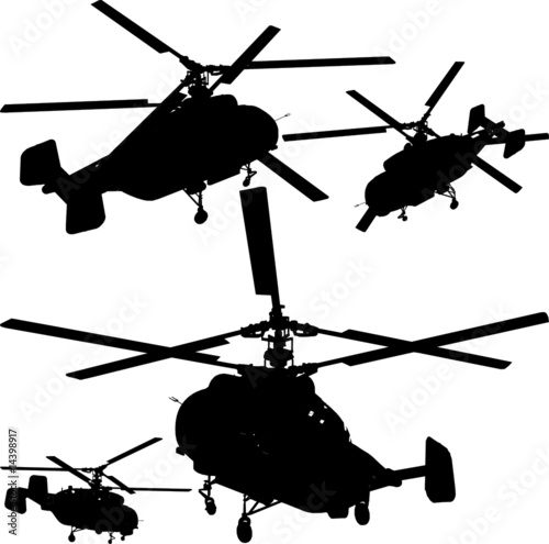 Helicopter Perspective Silhouettes Vector 01