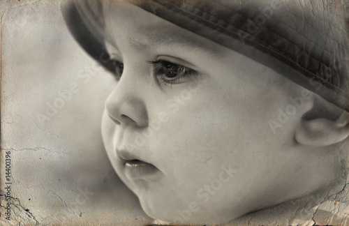 Old photo - Black and white portrait a little boy