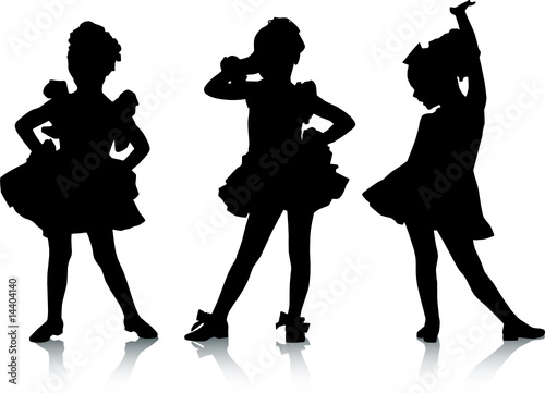 happy silhouette children