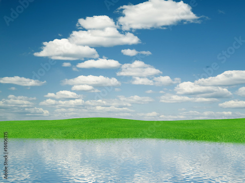 lawn with a grass with refl...