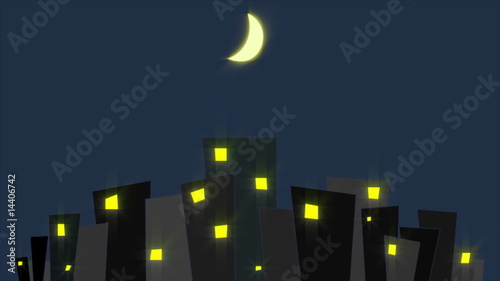Day-night cycle in cartoon city