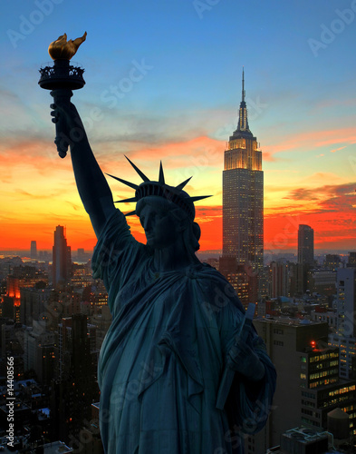 The Statue of Liberty and Manhattan Skyline © Gary