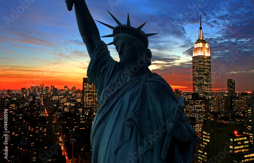 The Statue of Liberty and Manhattan Skyline © Gary
