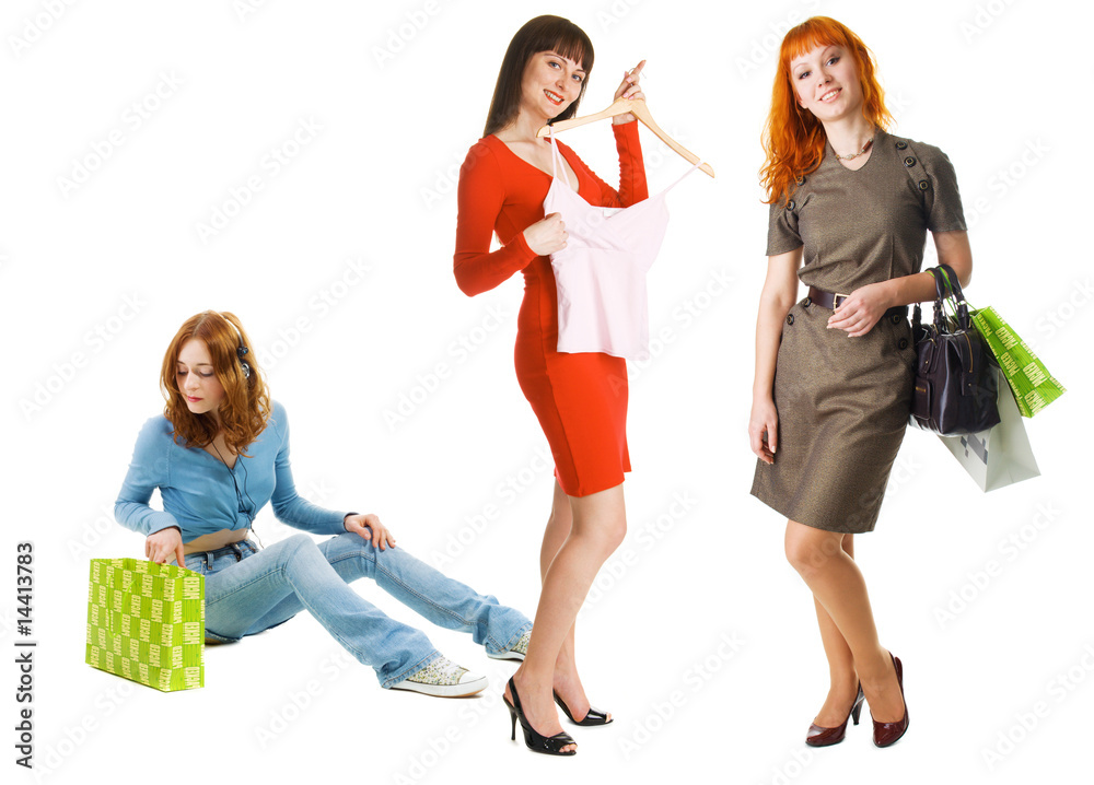 Fototapeta premium Three girls shopping