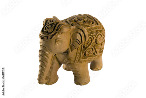 Carved Indian Elephant, Isolated