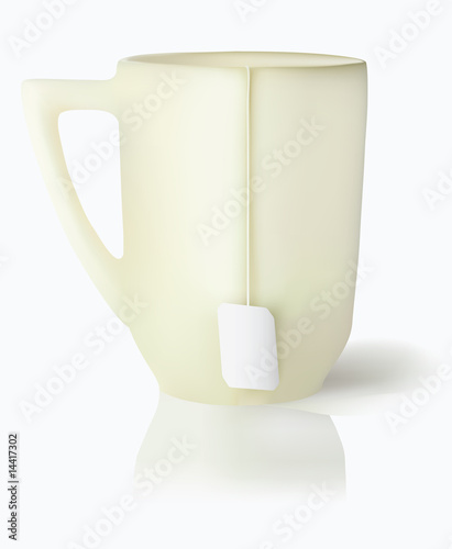Vanilla mug with white tea label on cord