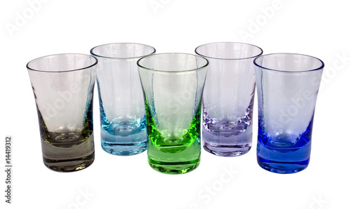 Five colour wineglasses isolated over white