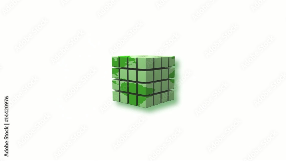 Explosion Cubes vert 3D ecologie mondiale