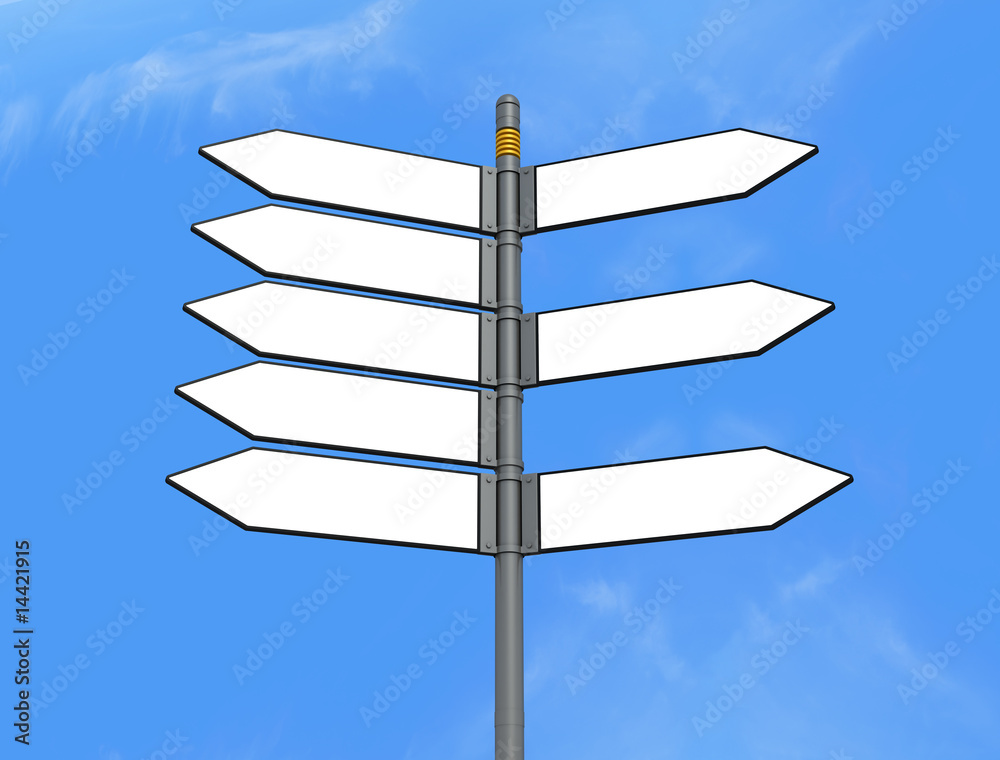 eight empty directional sign post eight empty directional sign post