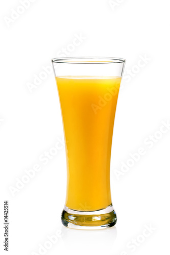A Glass of orange Juice, Isolated On White background