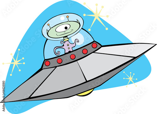 Retro Flying Saucer and Martian.