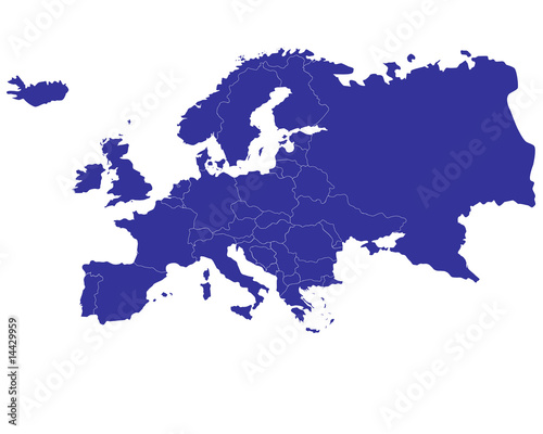 Map of Europe, countries outlined