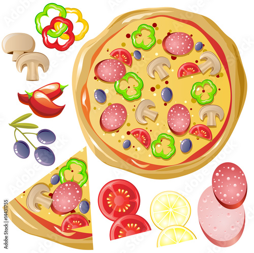 set of vector icons on the theme « pizza»