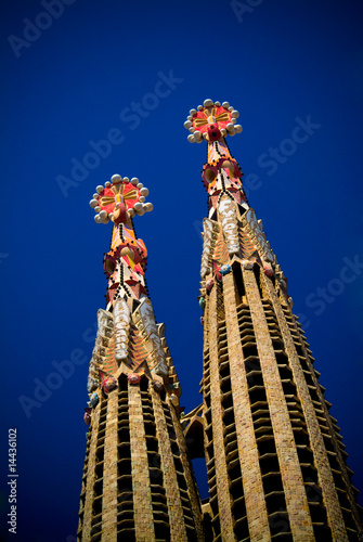 Spires of the Temple Expiatori de la Sagrada Fam’lia in Barcelon