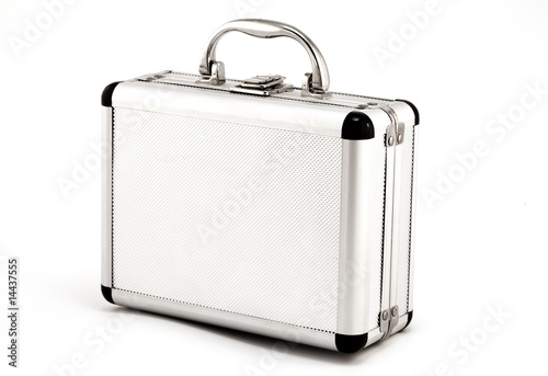 Aluminum suitcase, isolated