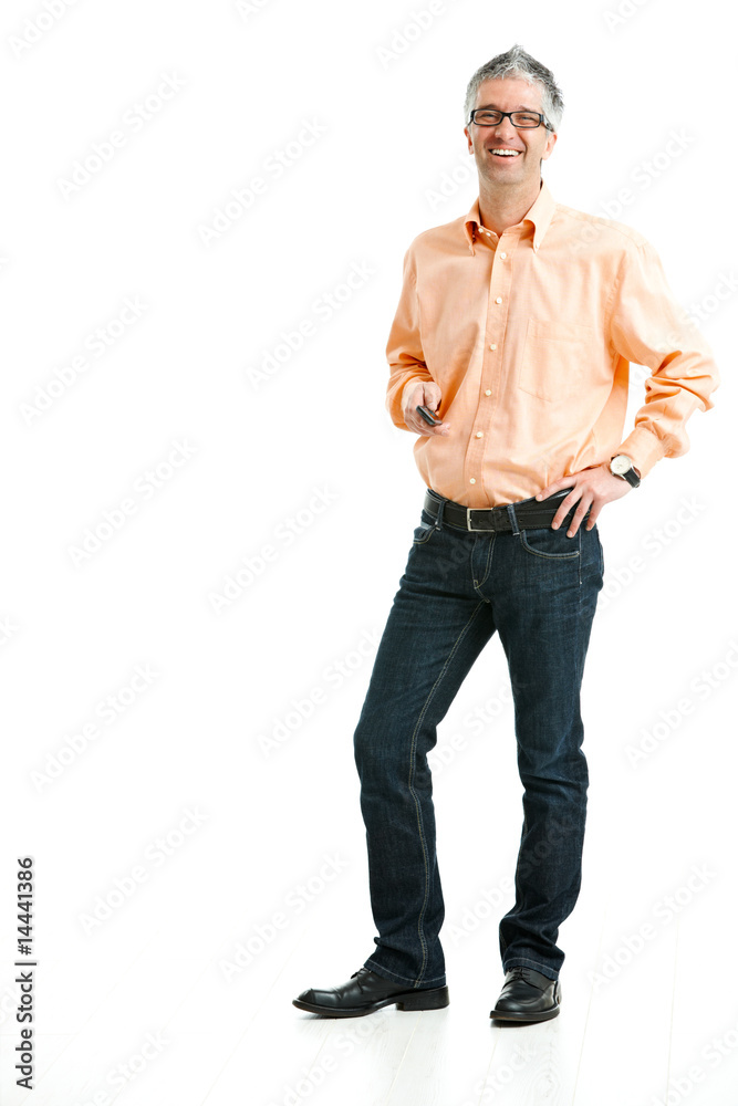 Fototapeta premium Happy man with mobile