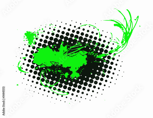 TACHE VERT FLUORESCENT POIS NOIRS