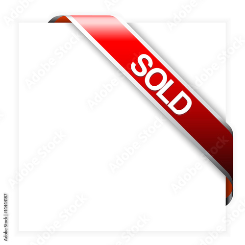 Red corner ribbon for sold items photo