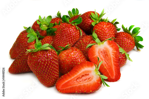 Juicy strawberries isolated on white