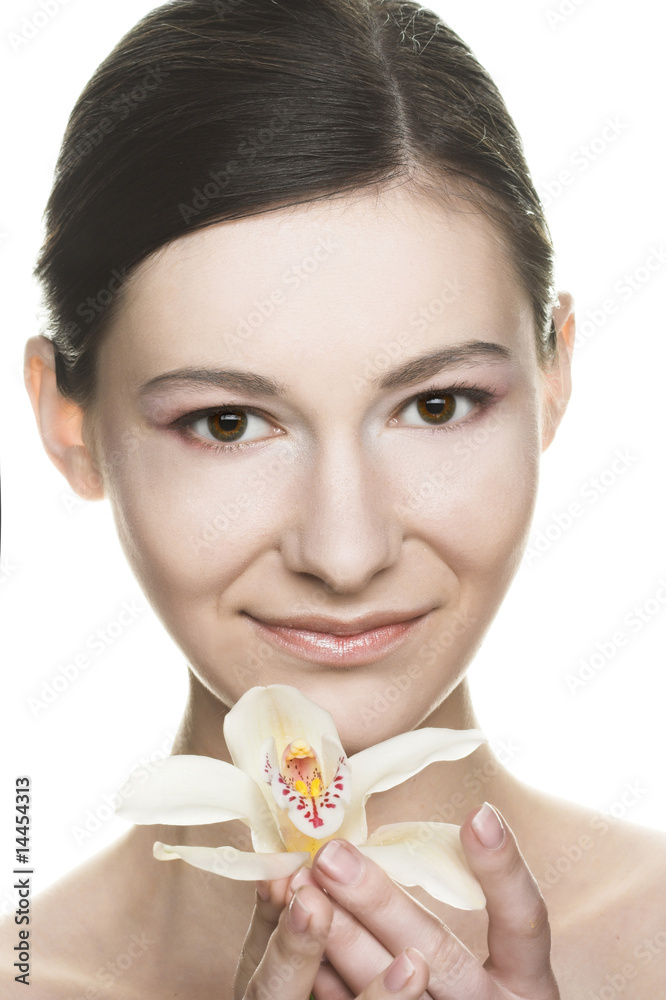 Young woman with orchid Young woman with orchid