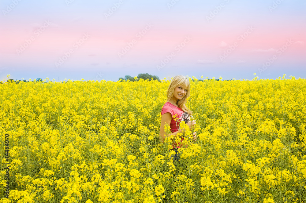 blond girl in yellow field blond girl in yellow field