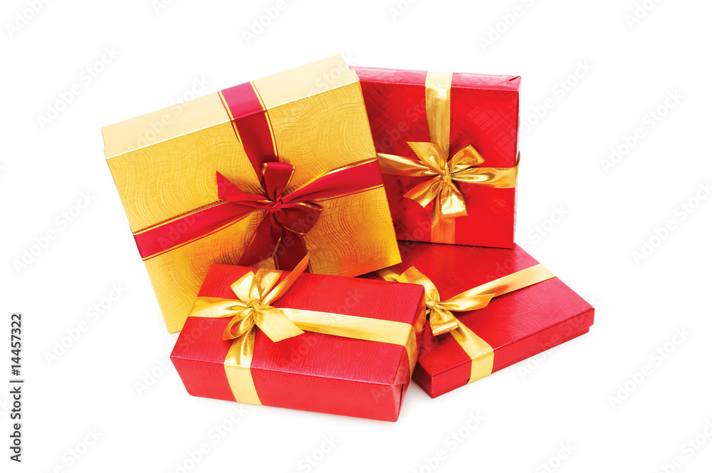 Obraz premium Gift boxes isolated on the white background