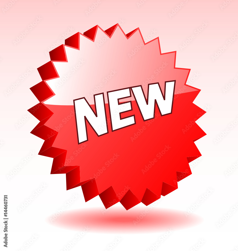 3D vector star elements with word new for advertisment.