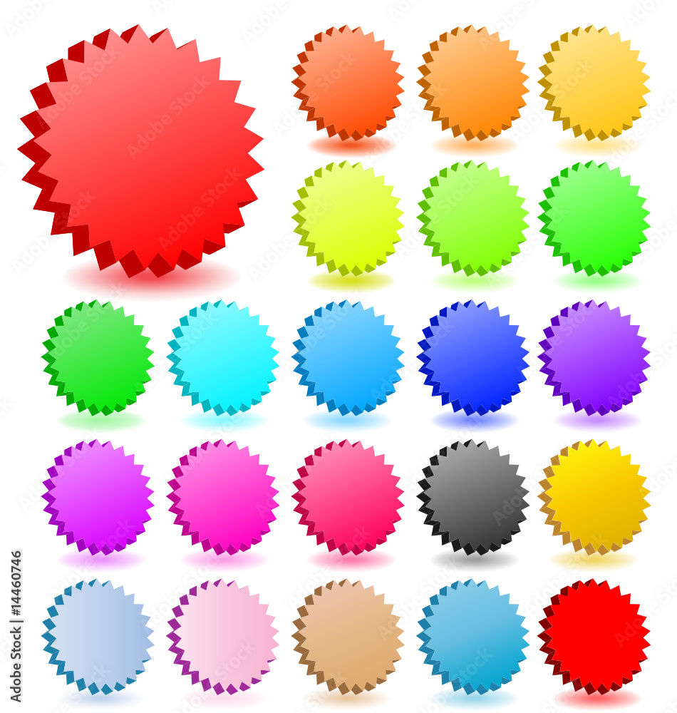 3D vector star badgeswith shadow collection. 3D vector star badgeswith shadow collection.