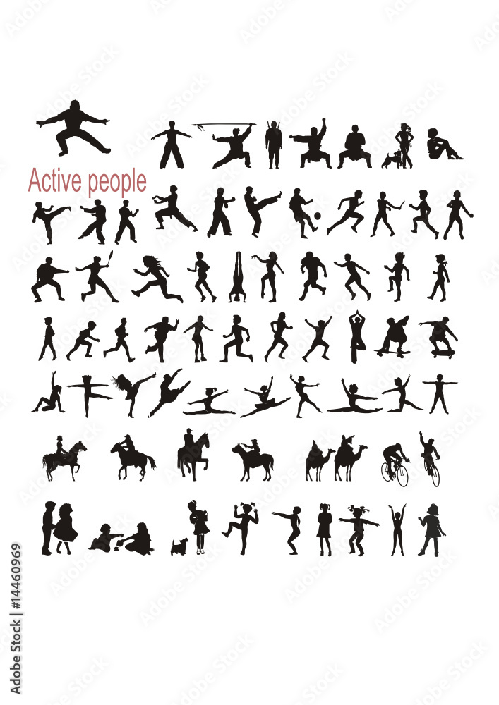 vector silhouettes of active people - useful collection vector silhouettes of active people - useful collection