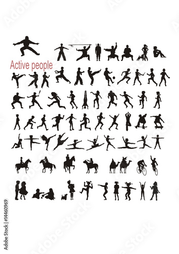 vector silhouettes of active people - useful collection