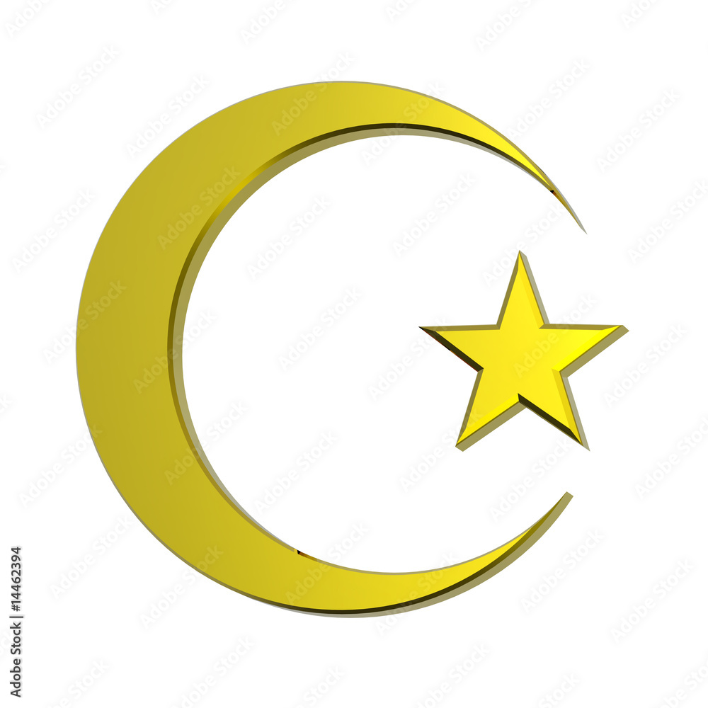 Gold Islamic religious sign isolated on white. Gold Islamic religious sign isolated on white.
