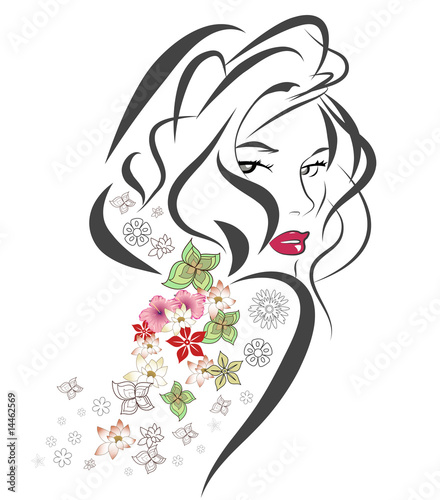 Silhouette of woman with flowers