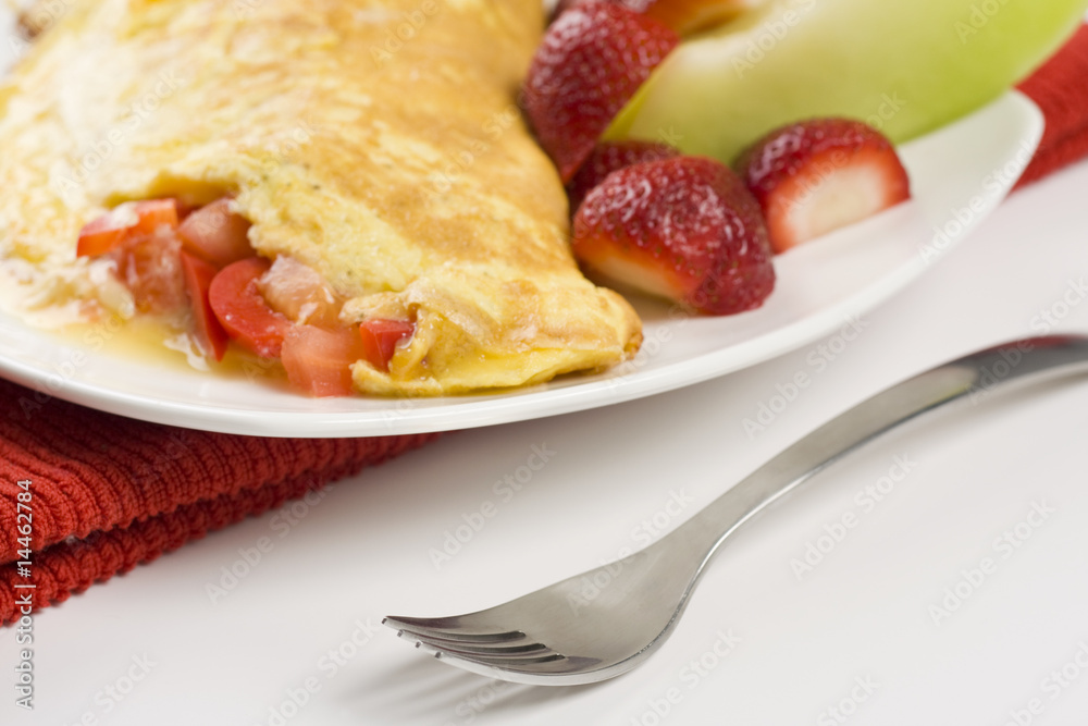 Omelet with Cheese Red Peppers and Tomatoes