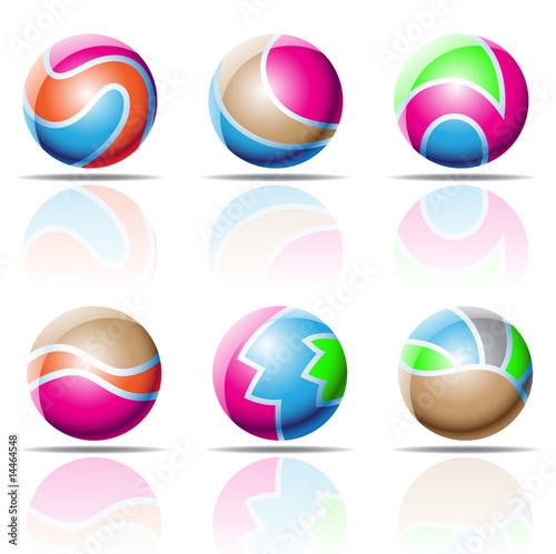 vector illustration of colourful spheres with reflections