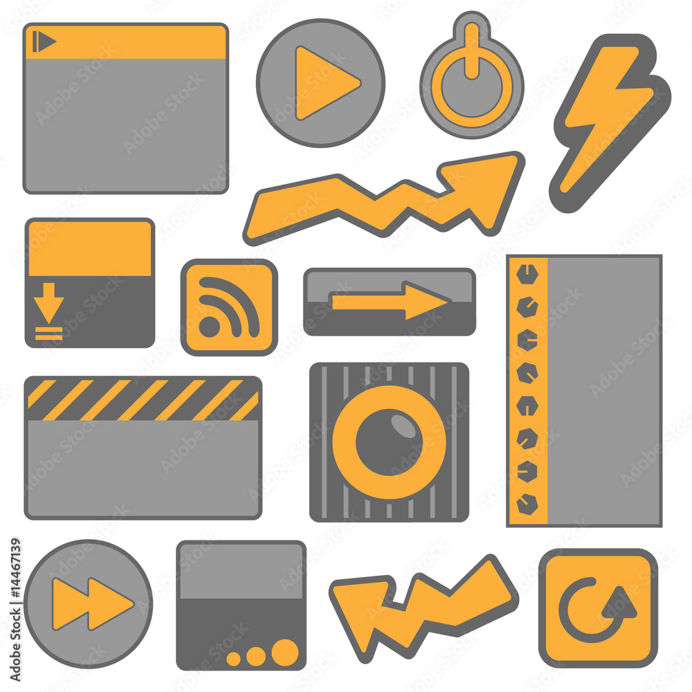collection of design elements in yellow and gray collection of design elements in yellow and gray