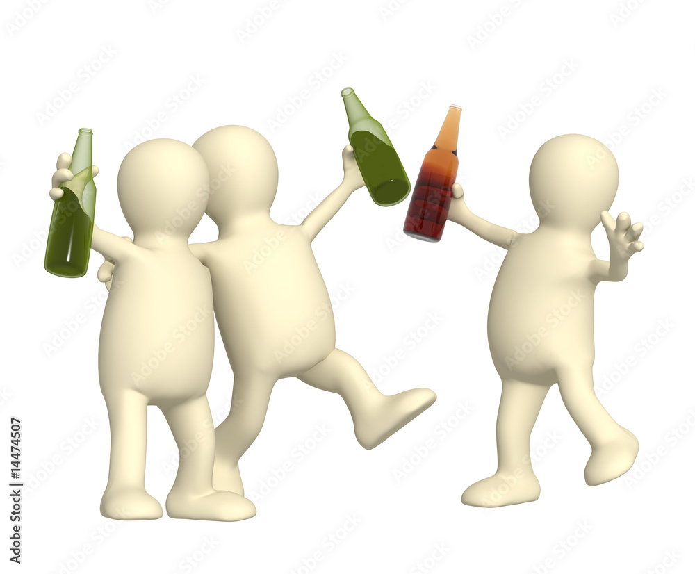 Cheerful friends with bottles of beer Cheerful friends with bottles of beer