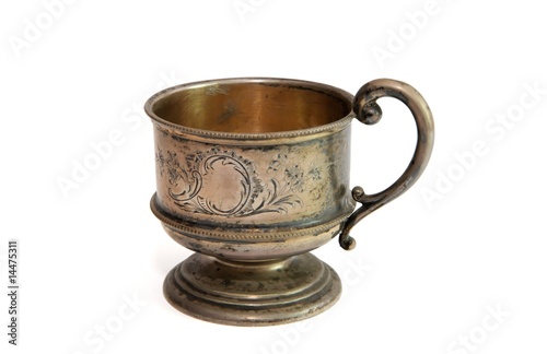 Vintage silver cup isolated