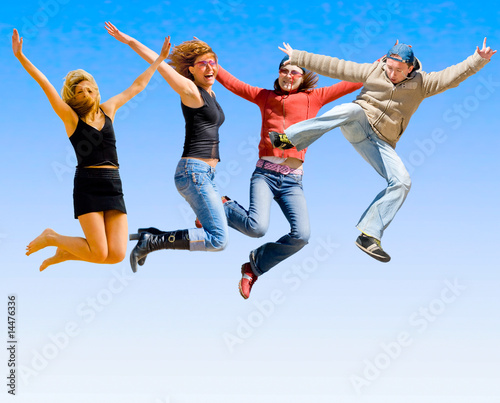 People jumping in the sky