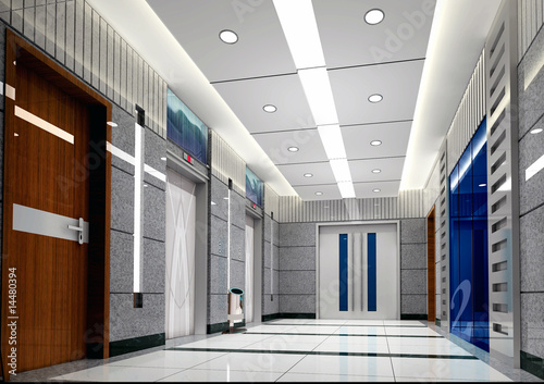 3d elevator lobby rendering