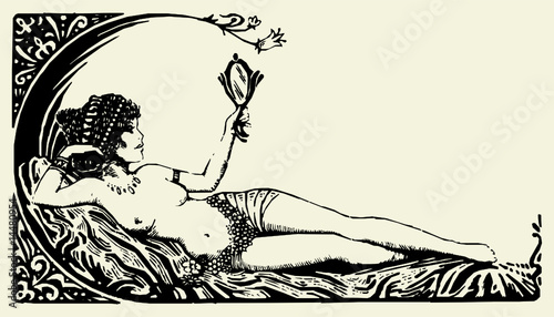 Antique Beautiful Woman Vector 01