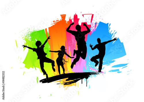 Active jumping people